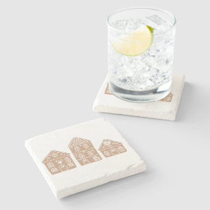 Gingerbread House Illustration Stone Coaster