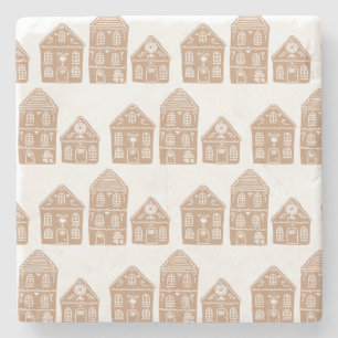 Gingerbread House Illustration Stone Coaster