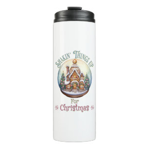 Gingerbread House in Snow Globe Christmas Holiday Thermal Tumbler