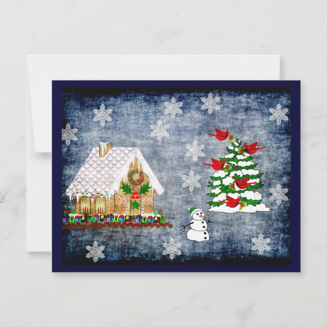 Gingerbread House In Snow Invitation (Front)