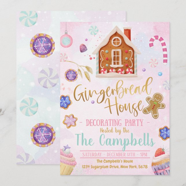 Gingerbread house invitation (Front/Back)