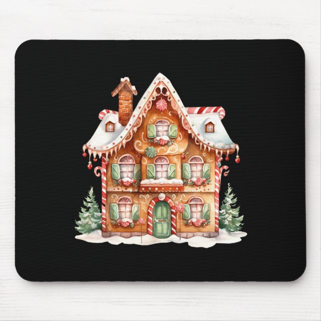 Gingerbread House Long Sleeve  Mouse Mat (Front)