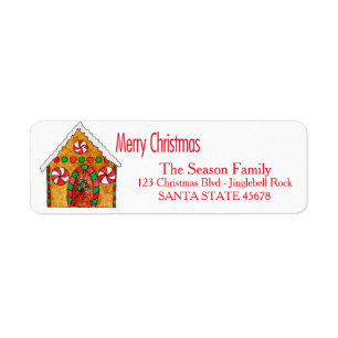 Gingerbread house Merry Christmas  address label