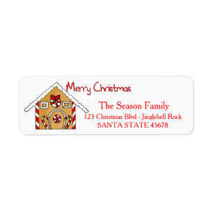 Gingerbread house Merry Christmas address label