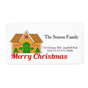 Gingerbread house Merry Christmas address label