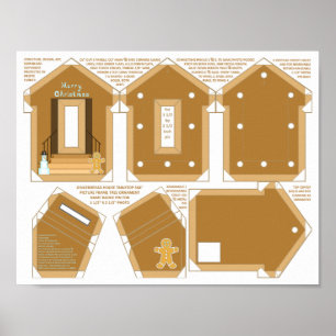 Gingerbread House Merry Christmas DIY Photo Frame  Poster