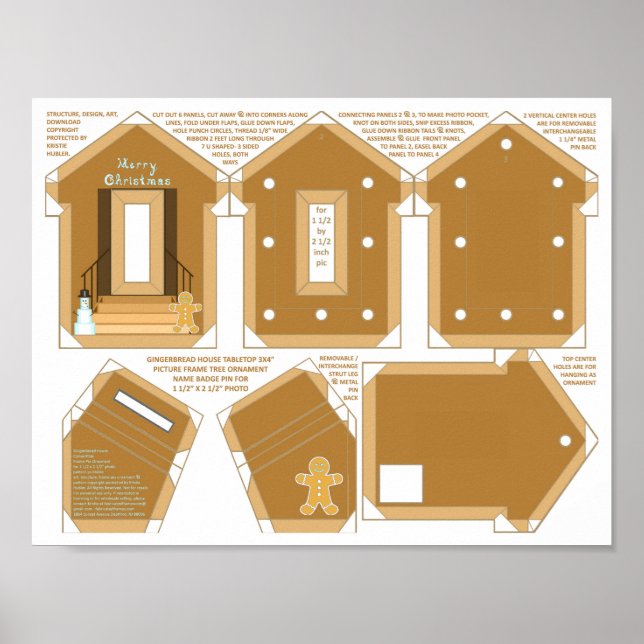 Gingerbread House Merry Christmas DIY Photo Frame  Poster (Front)