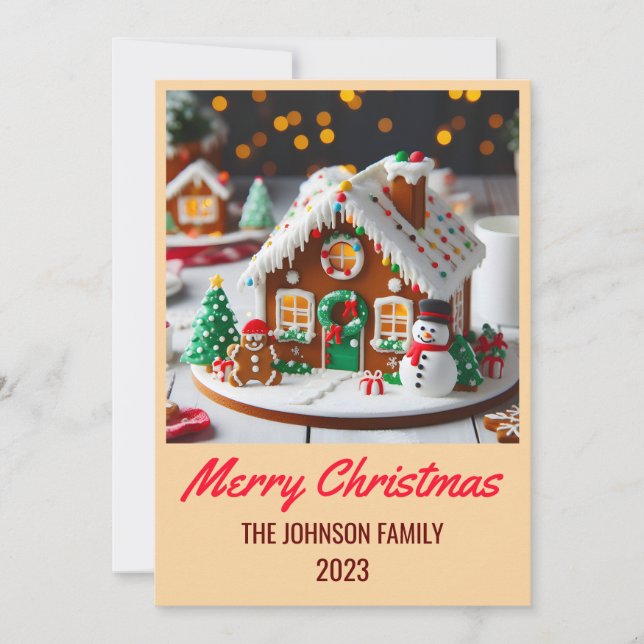 Gingerbread House - Merry Christmas Holiday Card (Front)