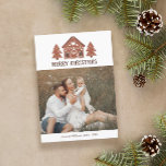 Gingerbread House Merry Christmas Photo Holiday Card<br><div class="desc">Christmas photo card with a gingerbread house with two gingerbread trees decorated with white frosting. Add a photo of your family!</div>
