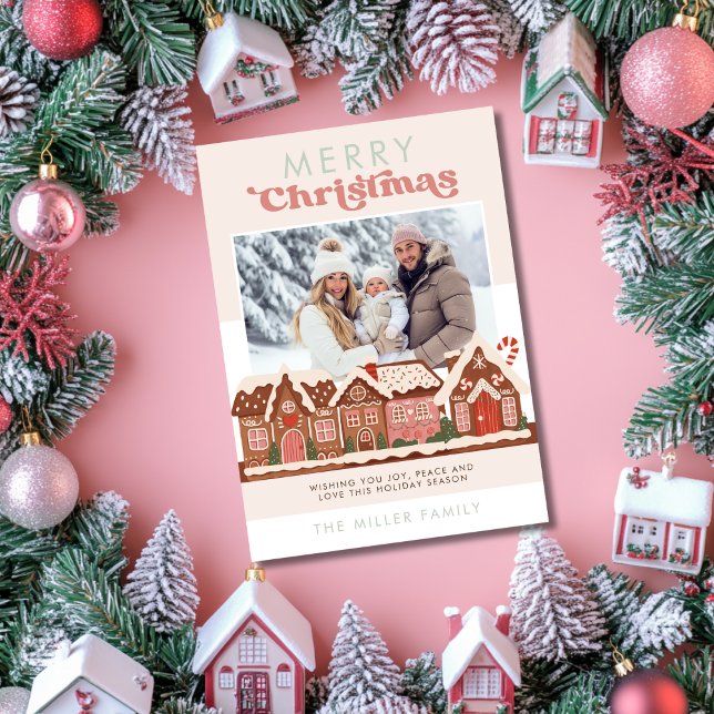 Gingerbread House Modern Merry Christmas Photo Holiday Card (Creator Uploaded)