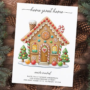Gingerbread House New Address Holiday Moving Announcement Postcard
