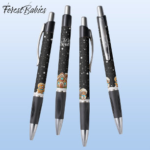 Gingerbread House Night Scene, Let it Snow, Black 