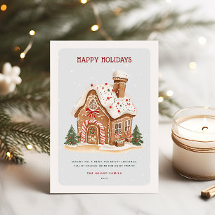 Gingerbread House Non Photo Christmas Holiday Card