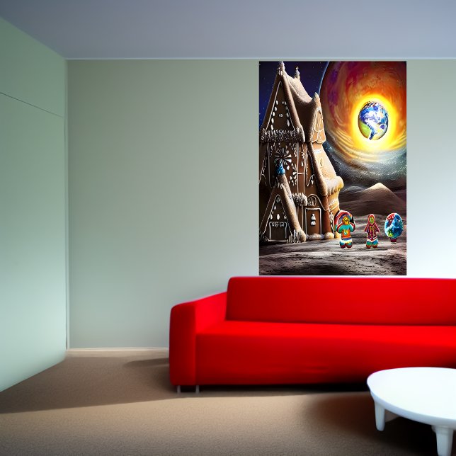 Gingerbread house on the Moon | AI Art  Poster (Creator Uploaded)