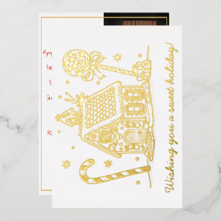 Gingerbread House | One Photo  Foil Holiday Card