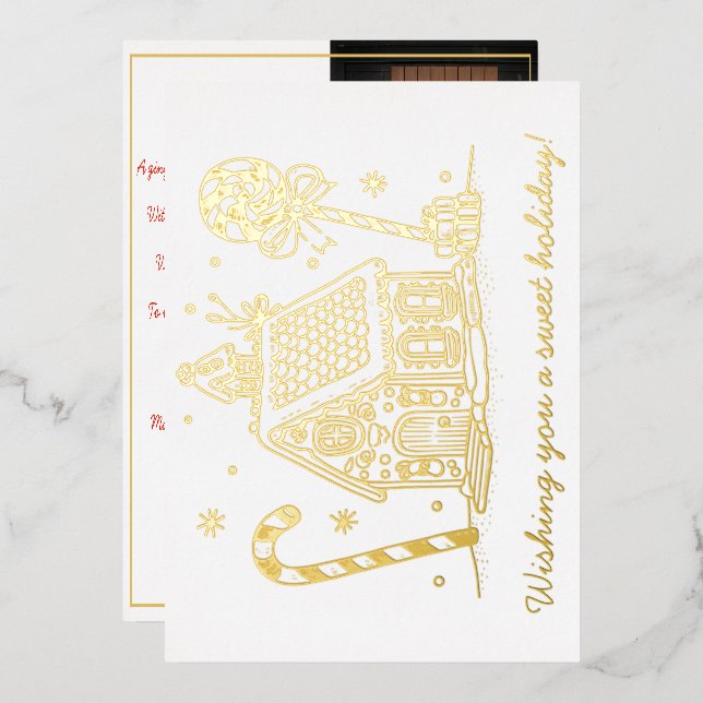 Gingerbread House | One Photo  Foil Holiday Card (Front/Back)