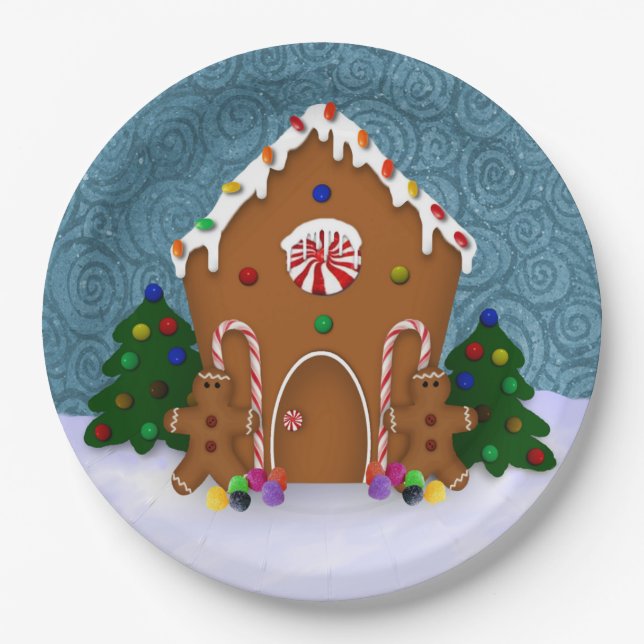 Gingerbread House Paper Plate (Front)