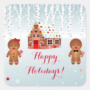Gingerbread House party Square Stickers