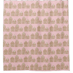 Gingerbread House Pattern Village Shower Curtain