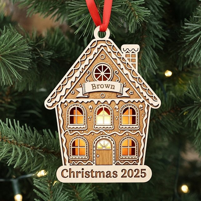 Gingerbread House personalised 2025 ornament Photo Sculpture Decoration (Creator Uploaded)