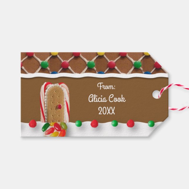 Gingerbread House Personalised Gift Tag (Front (Horizontal))