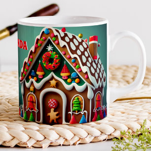 Gingerbread House Personalised Kids Hot Chocolate Coffee Mug