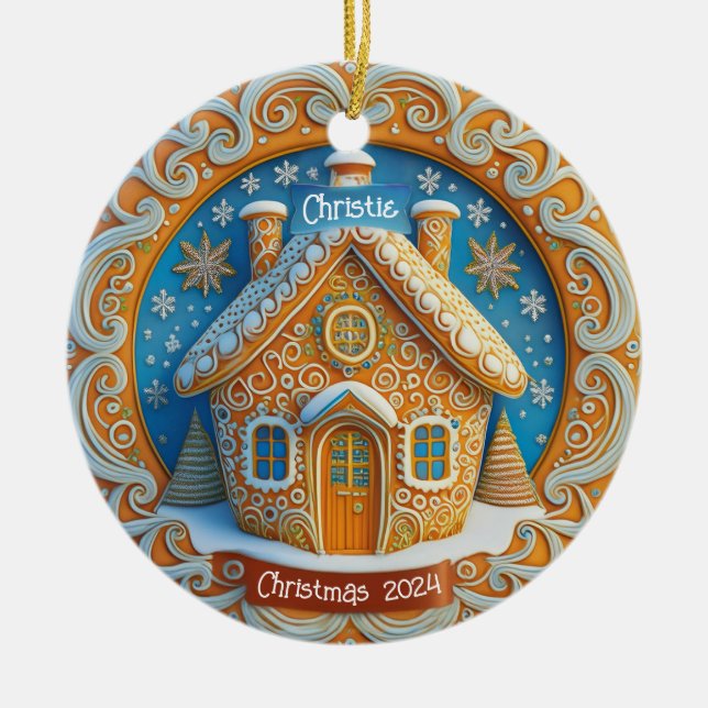 Gingerbread House Personalised Ornament (Front)