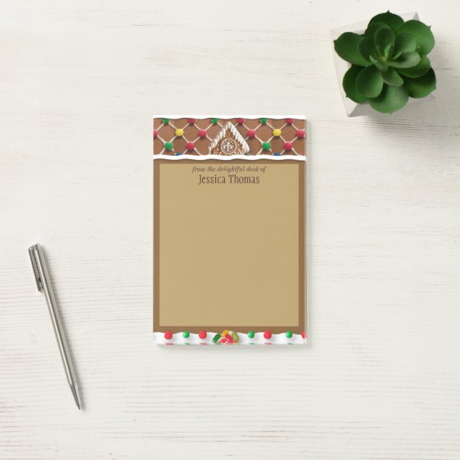 Gingerbread House Personalised Post-it Notes (Office)