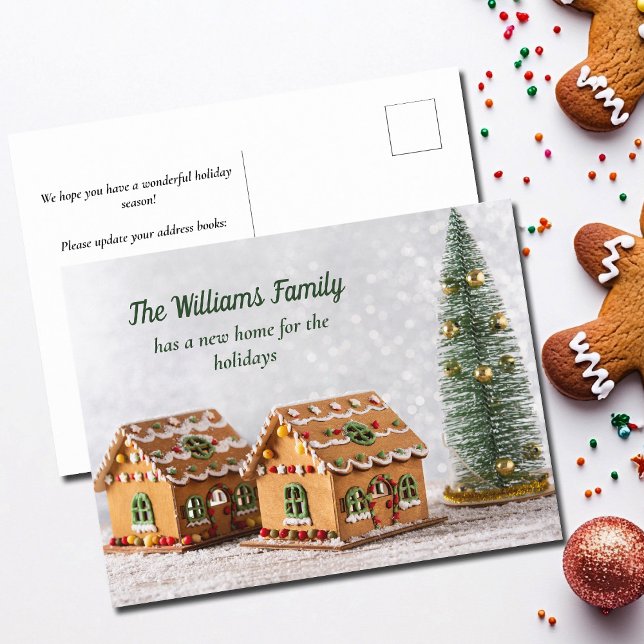 Gingerbread House Photo New Home Christmas Moving Postcard (Creator Uploaded)