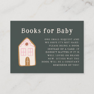 Gingerbread House Pink Baby Shower Book Request  Enclosure Card