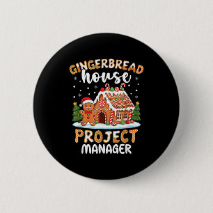 Gingerbread House Project Manager Christmas Cookie 6 Cm Round Badge