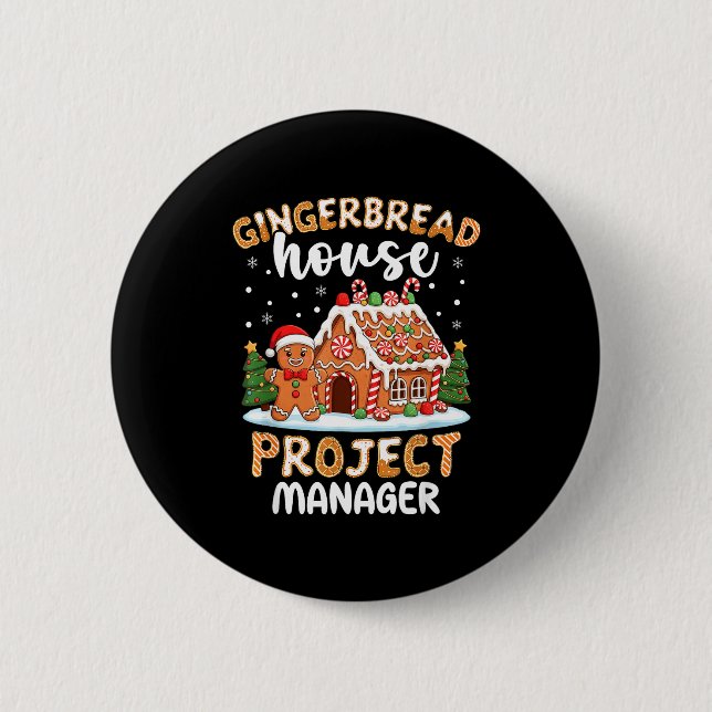 Gingerbread House Project Manager Christmas Cookie 6 Cm Round Badge (Front)