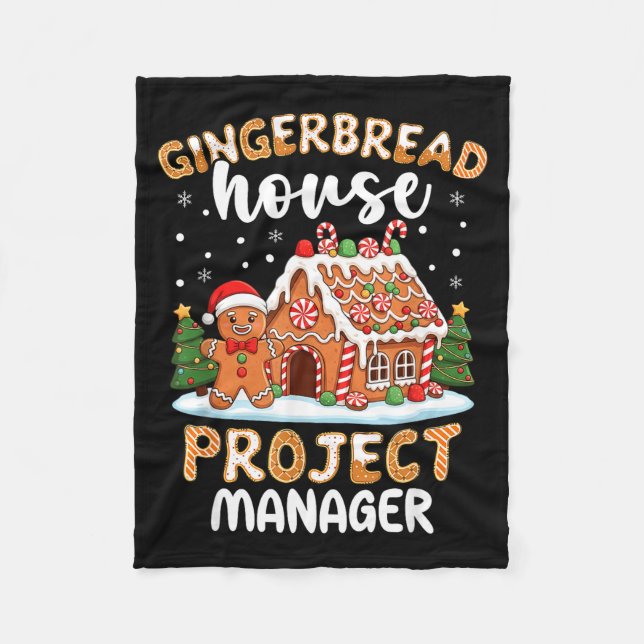 Gingerbread House Project Manager Christmas Cookie Fleece Blanket (Front)