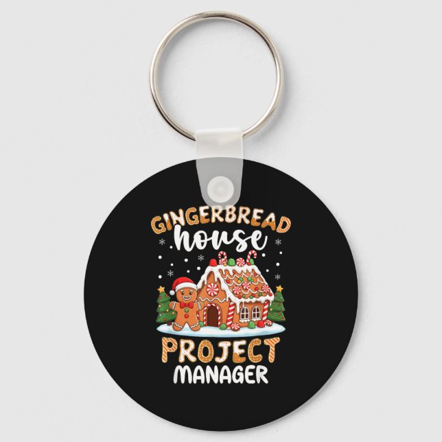 Gingerbread House Project Manager Christmas Cookie Key Ring (Front)