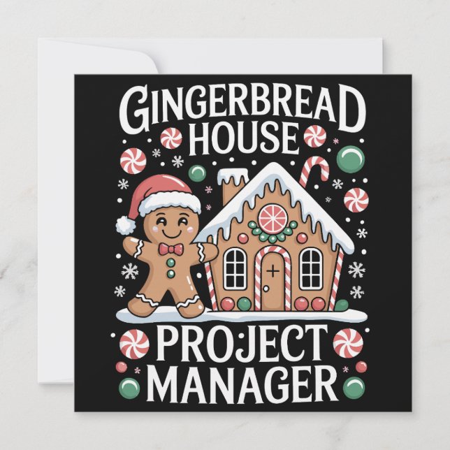 Gingerbread House Project Manager Cookie Baking  Holiday Card (Front)