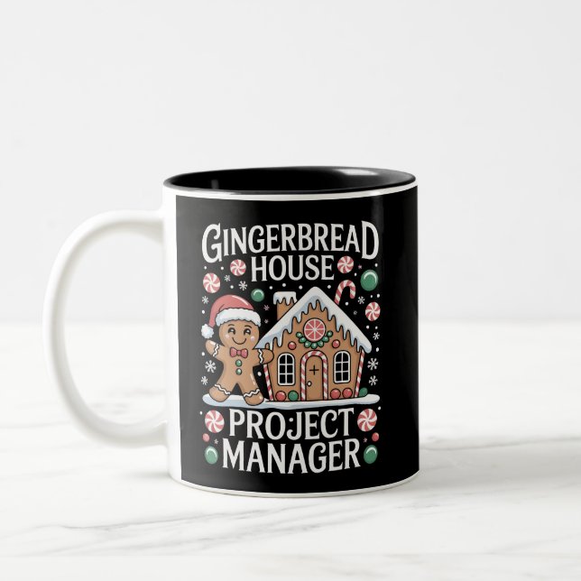 Gingerbread House Project Manager Cookie Baking  Two-Tone Coffee Mug (Left)
