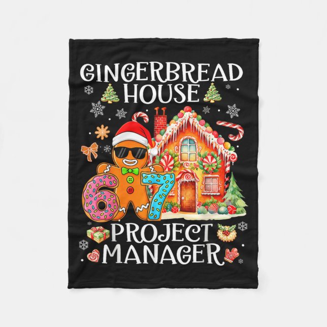 Gingerbread House Project Manager Decorating Bakin Fleece Blanket (Front)