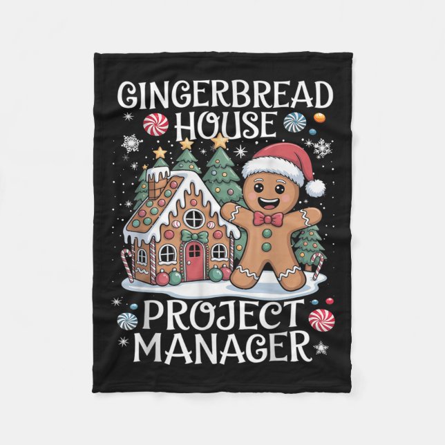 Gingerbread House Project Manager Decorating Bakin Fleece Blanket (Front)