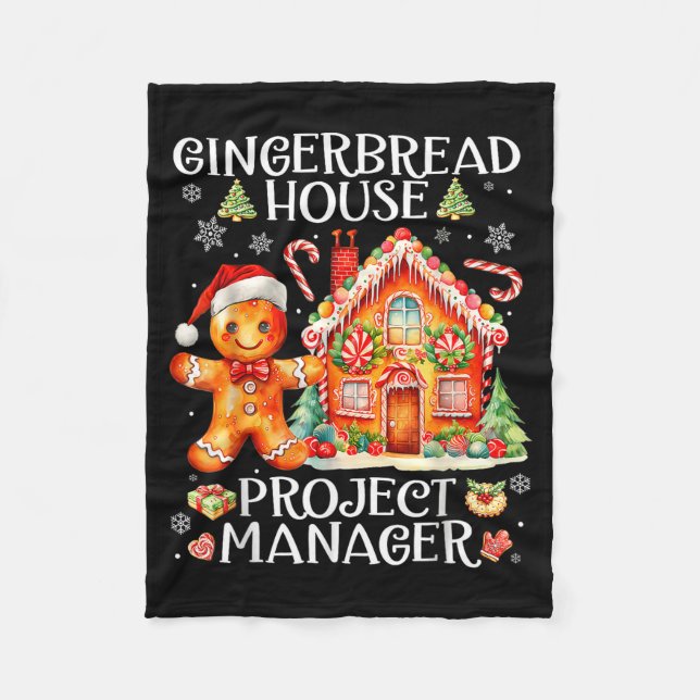 Gingerbread House Project Manager Decorating Bakin Fleece Blanket (Front)