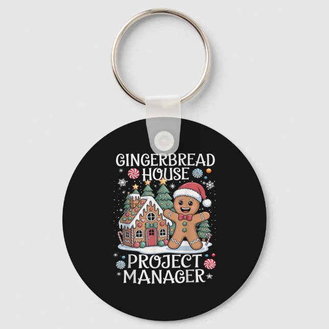Gingerbread House Project Manager Decorating Bakin Key Ring (Front)