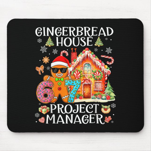 Gingerbread House Project Manager Decorating Bakin Mouse Mat (Front)