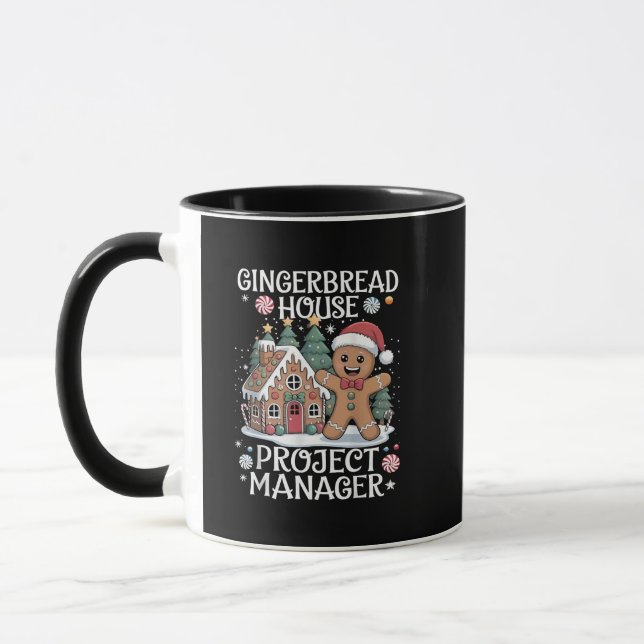 Gingerbread House Project Manager Funny Christmas Mug (Left)