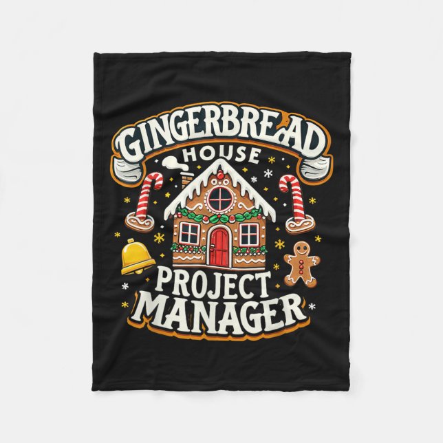 Gingerbread House Project Manager Xmas Decorating  Fleece Blanket (Front)