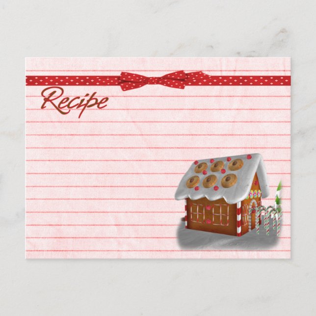 Gingerbread house recipe card postcard (Front)
