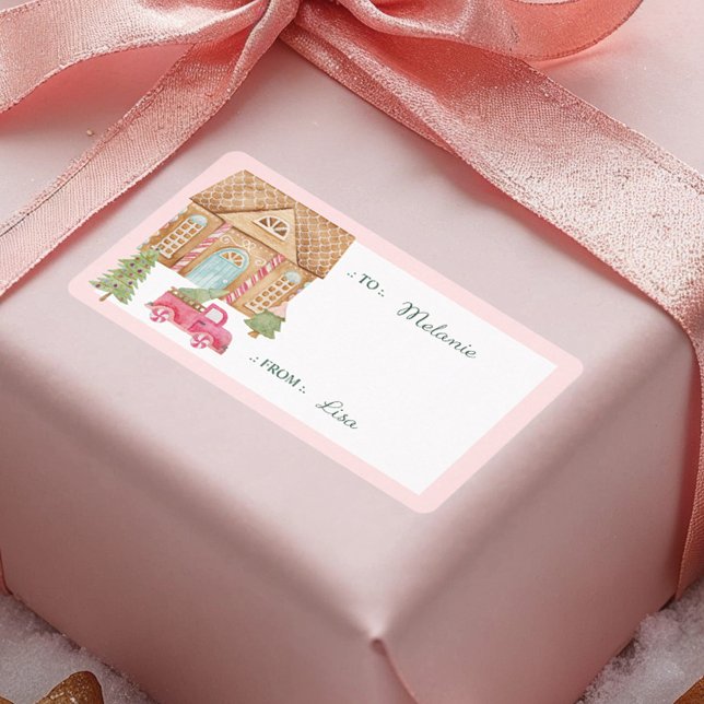 Gingerbread House & Red Vintage Truck To & From (Gingerbread House & Red Vintage Truck To & From Label)