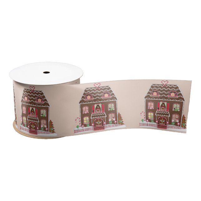 gingerbread house ribbon satin ribbon (Spool)
