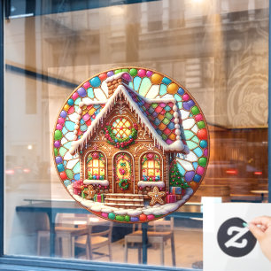 Gingerbread House Round Window Cling