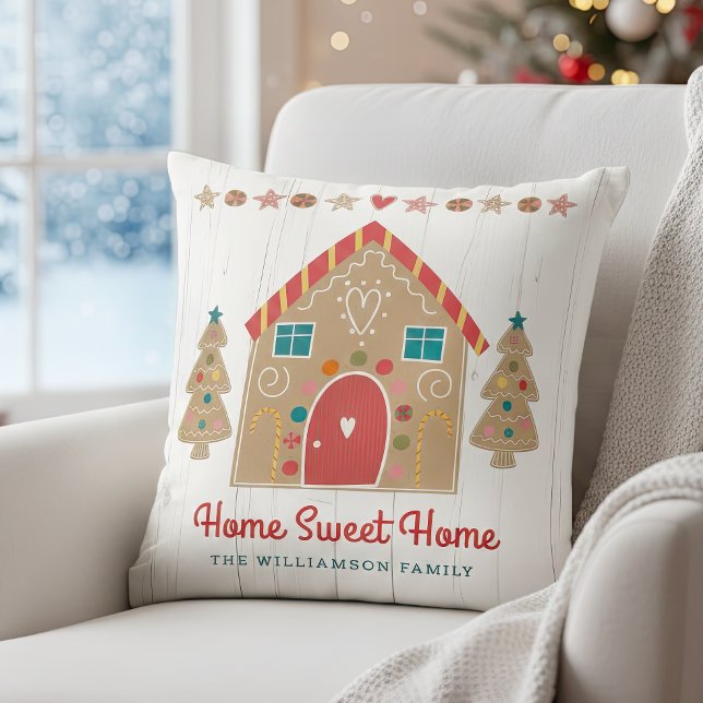 Gingerbread House Rustic Home Sweet Home Holiday Cushion (Creator Uploaded)