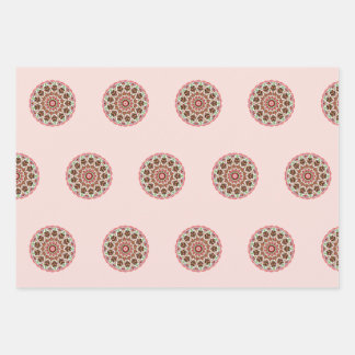Gingerbread house scandi folk art mandala  wrapping paper sheet