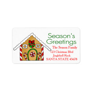 Gingerbread house  Season's Greetings Label